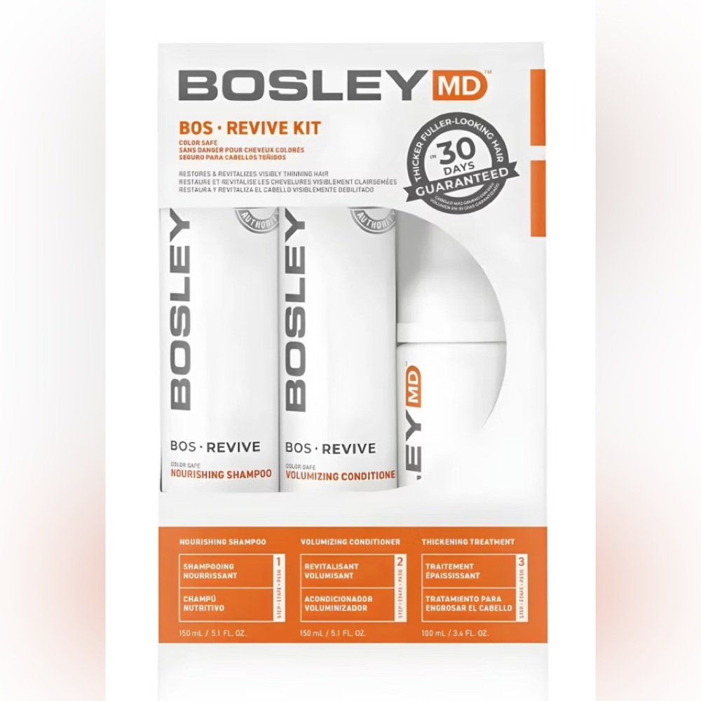 BosleyMD BOS-Visibly Thinning Color-Treated Hair REVIVE KIT: Shampoo/Cond/Treat